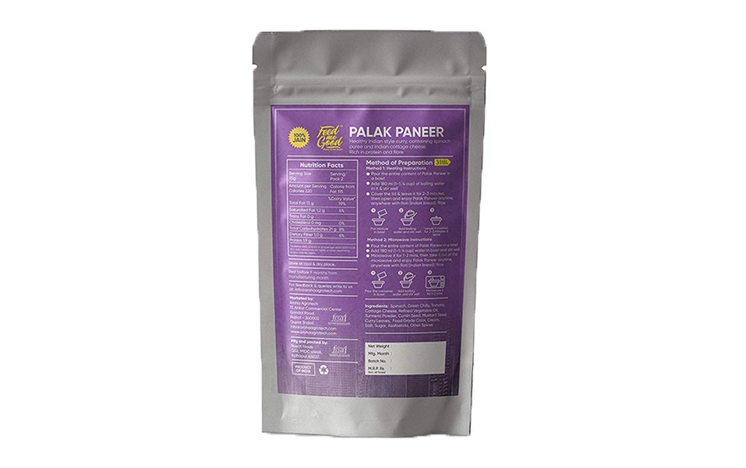 Feed Me Good Palak Paneer    Pack  70 grams